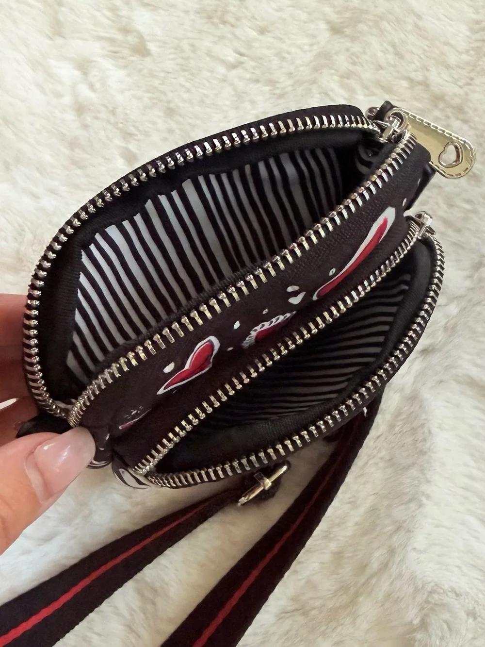 BRIGHTON NEW Hearts A Flutter Utility Bag Whimsical Crossbody Zipper Pouch NWOT